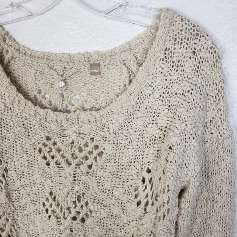 Anthropologie Knitted & Knotted Crochet Boho Open Knit Pullover Top size S
